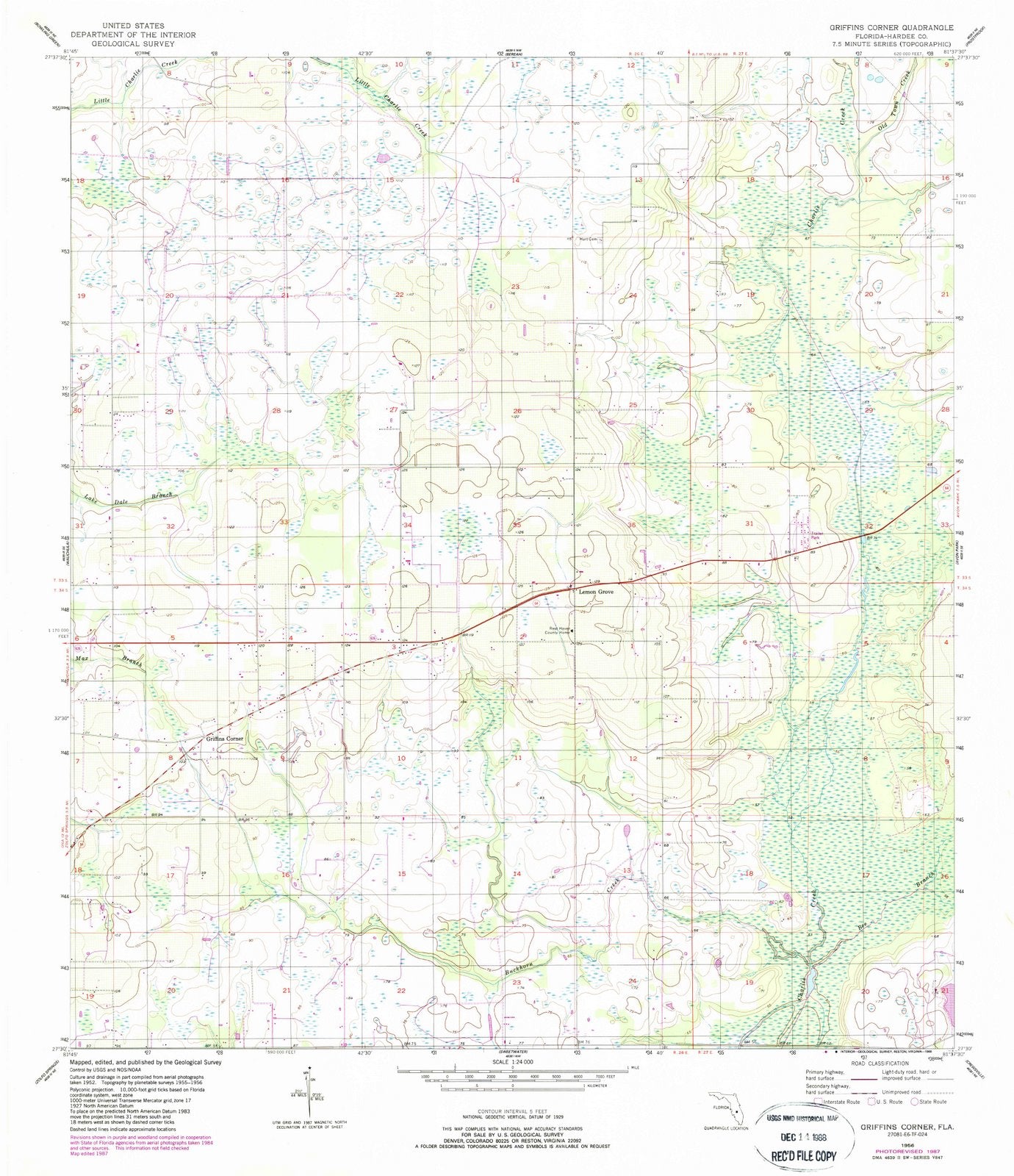 1956 Griffins Corner, FL - Florida - USGS Topographic Map
