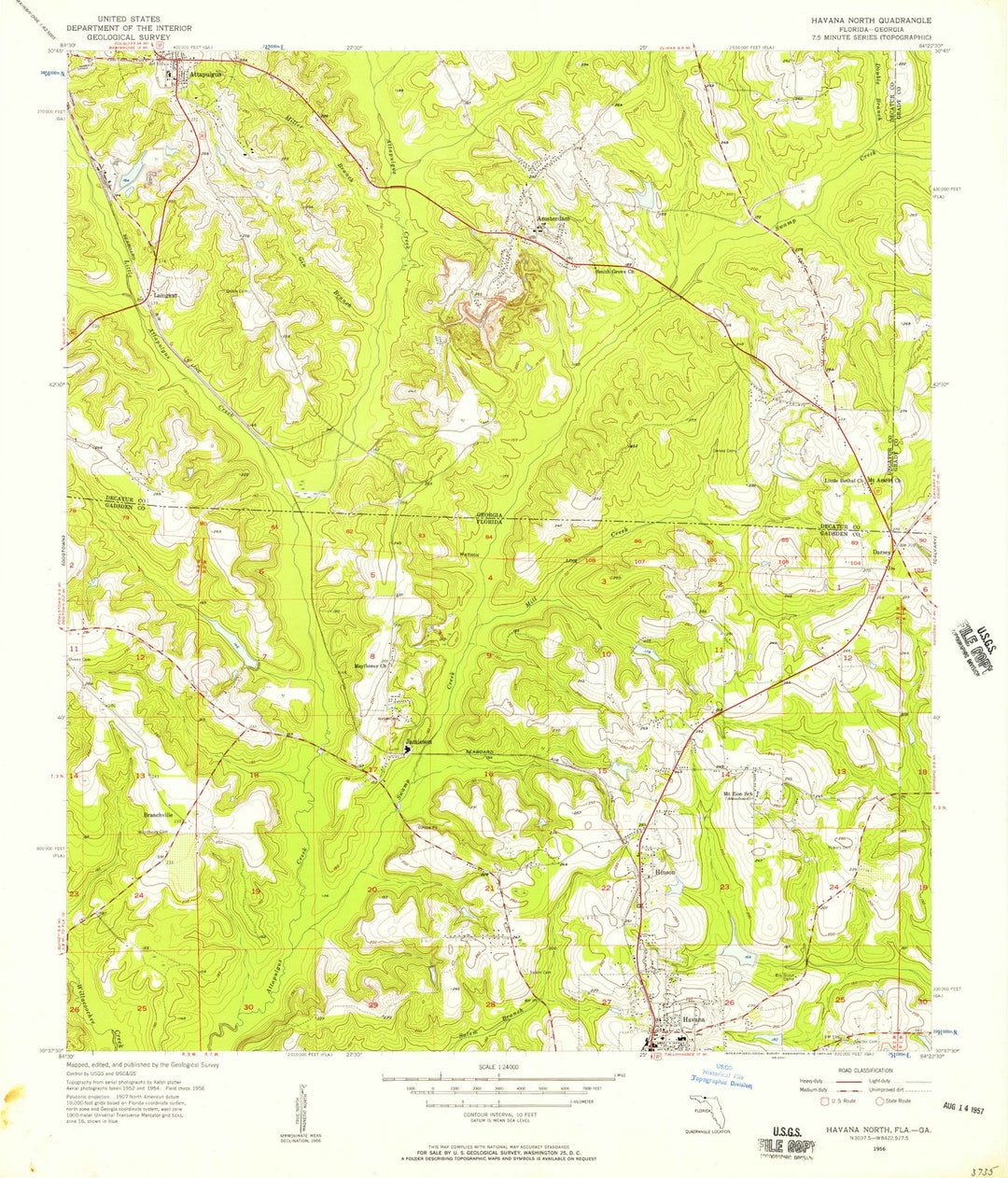 1956 Havana North, FL - Florida - USGS Topographic Map