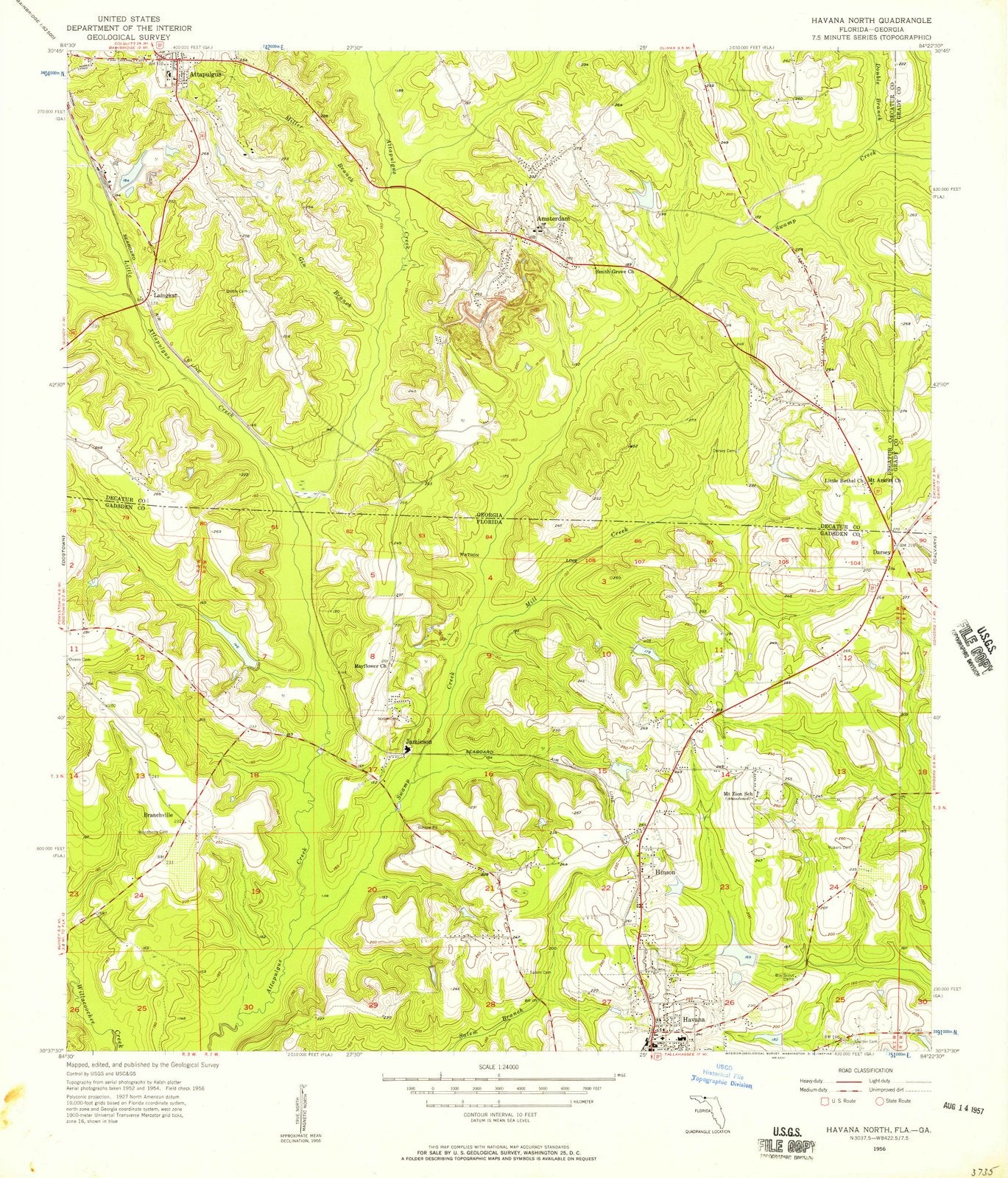 1956 Havana North, FL - Florida - USGS Topographic Map