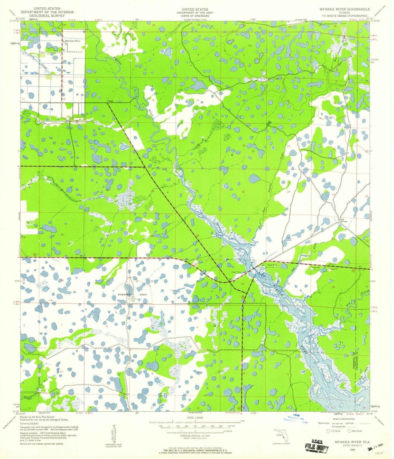 1944 Myakka River, FL - Florida - USGS Topographic Map v2
