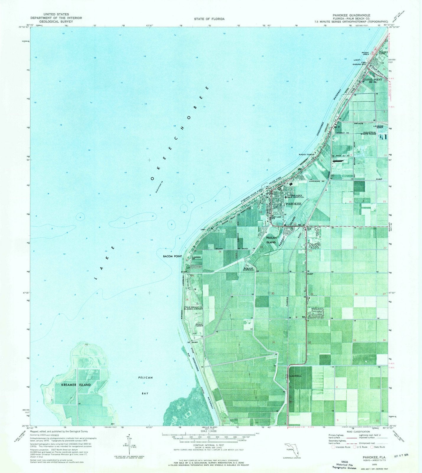 1970 Pahokee, FL - Florida - USGS Topographic Map