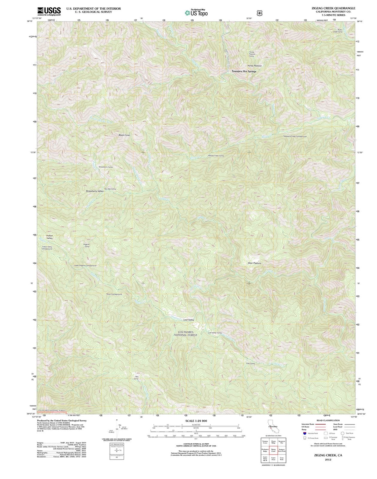 2012 Zigzag Creek, CA - California - USGS Topographic Map