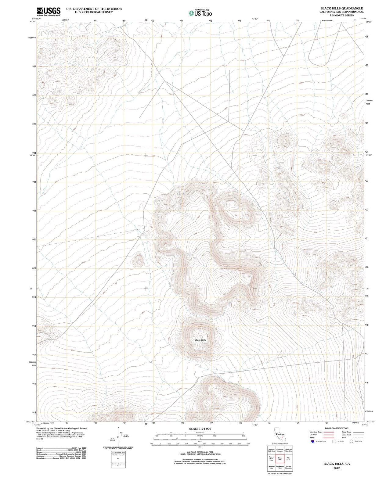 2012 Black Hills, CA - California - USGS Topographic Map