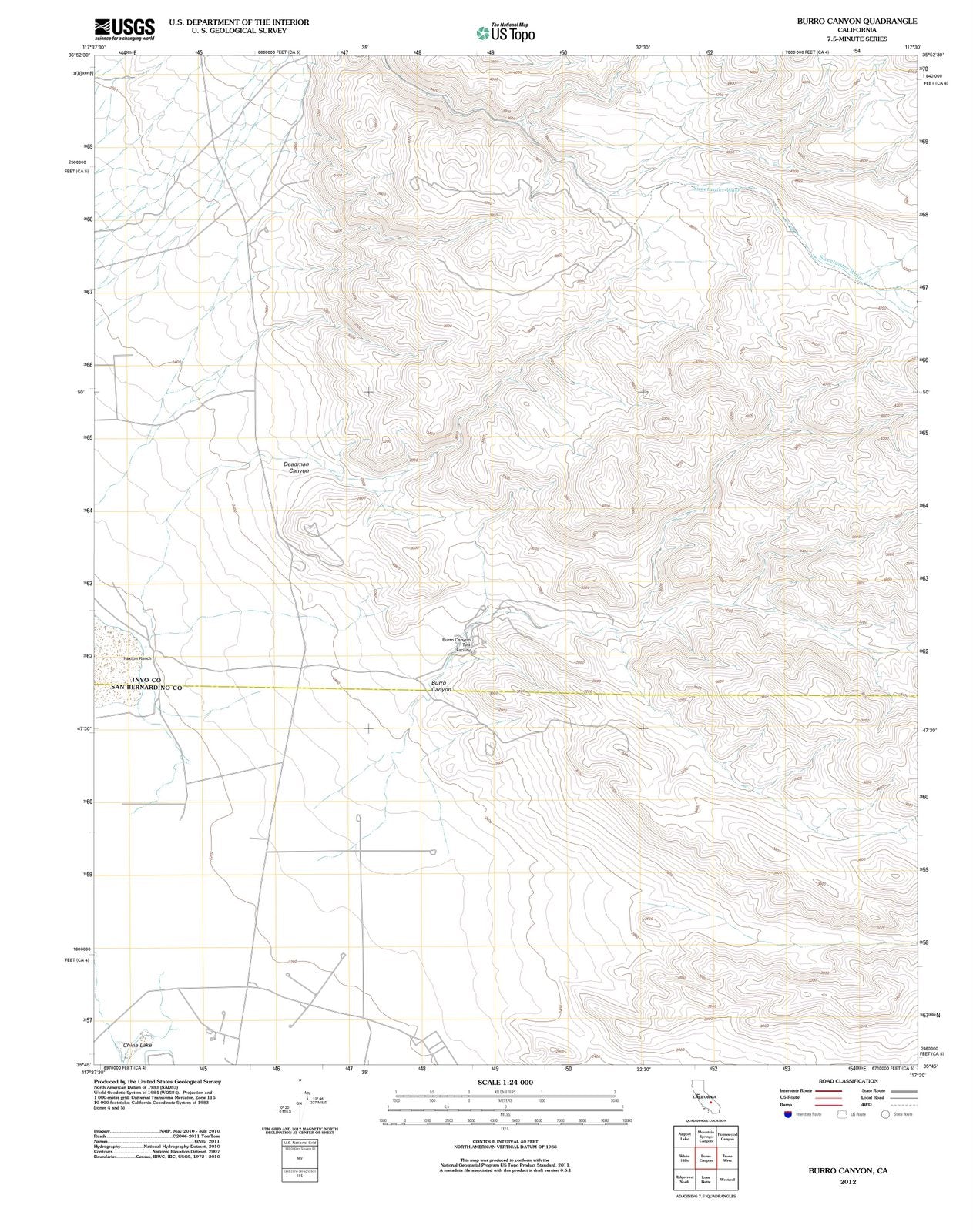 2012 Burro Canyon, CA - California - USGS Topographic Map