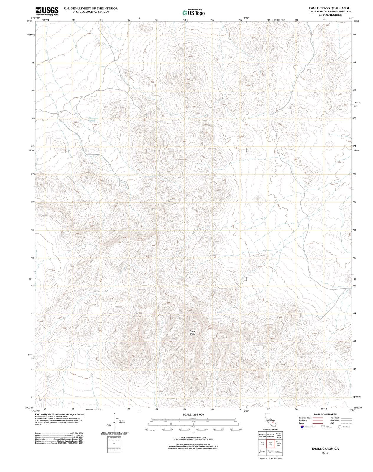 2012 Eagle Crags, CA - California - USGS Topographic Map