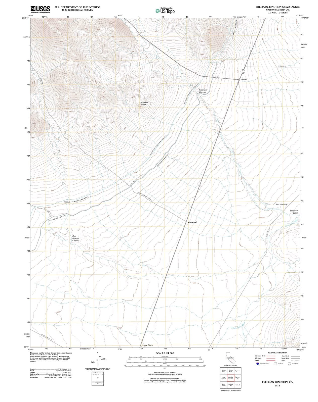 2012 Freeman Junction, CA - California - USGS Topographic Map