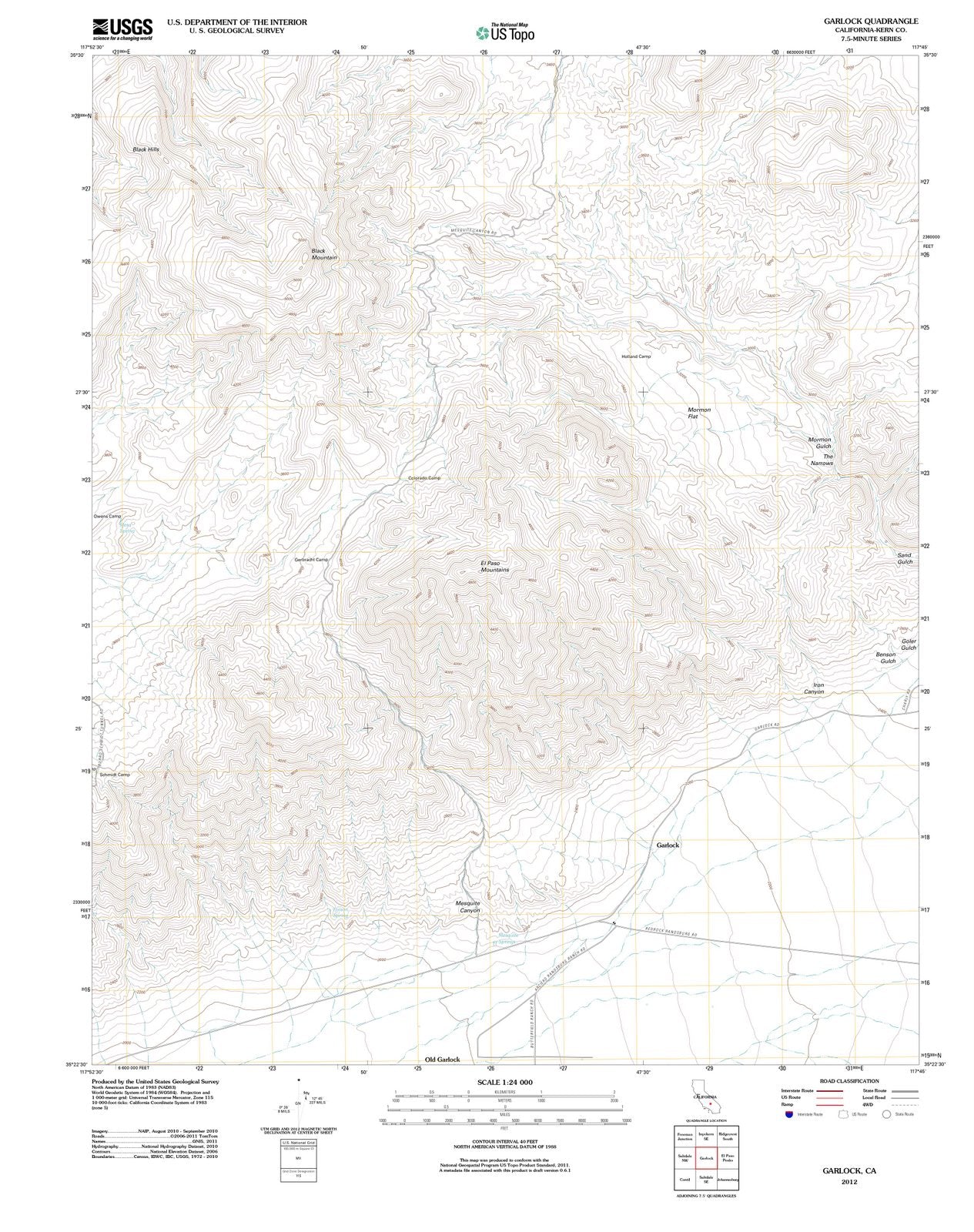 2012 Garlock, CA - California - USGS Topographic Map
