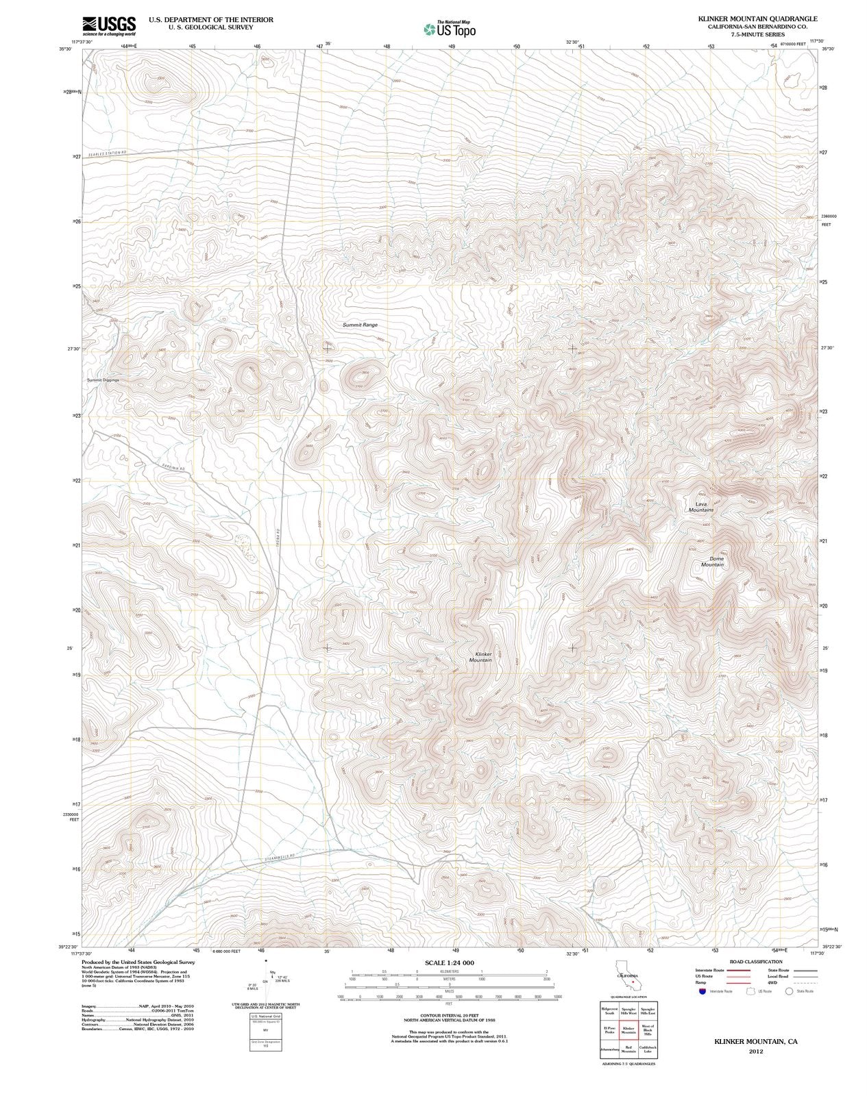 2012 Klinker Mountain, CA - California - USGS Topographic Map