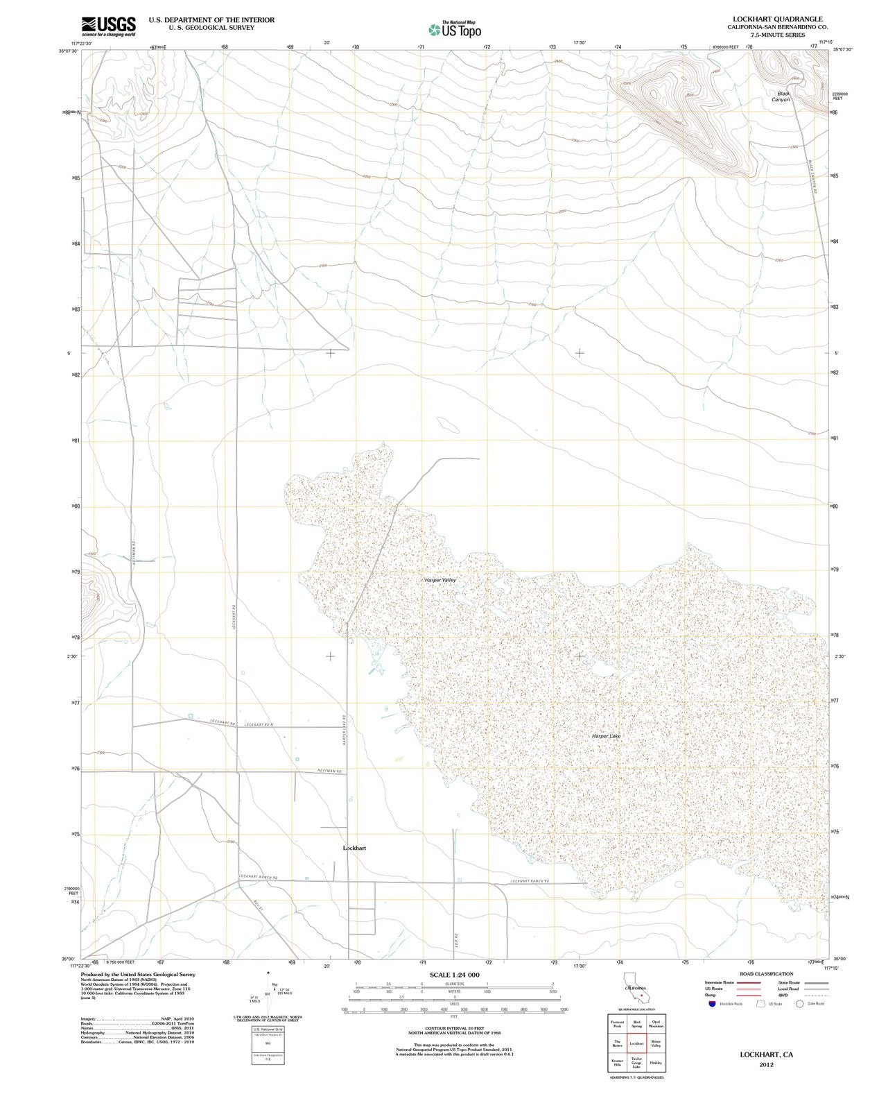 2012 Lockhart, CA - California - USGS Topographic Map