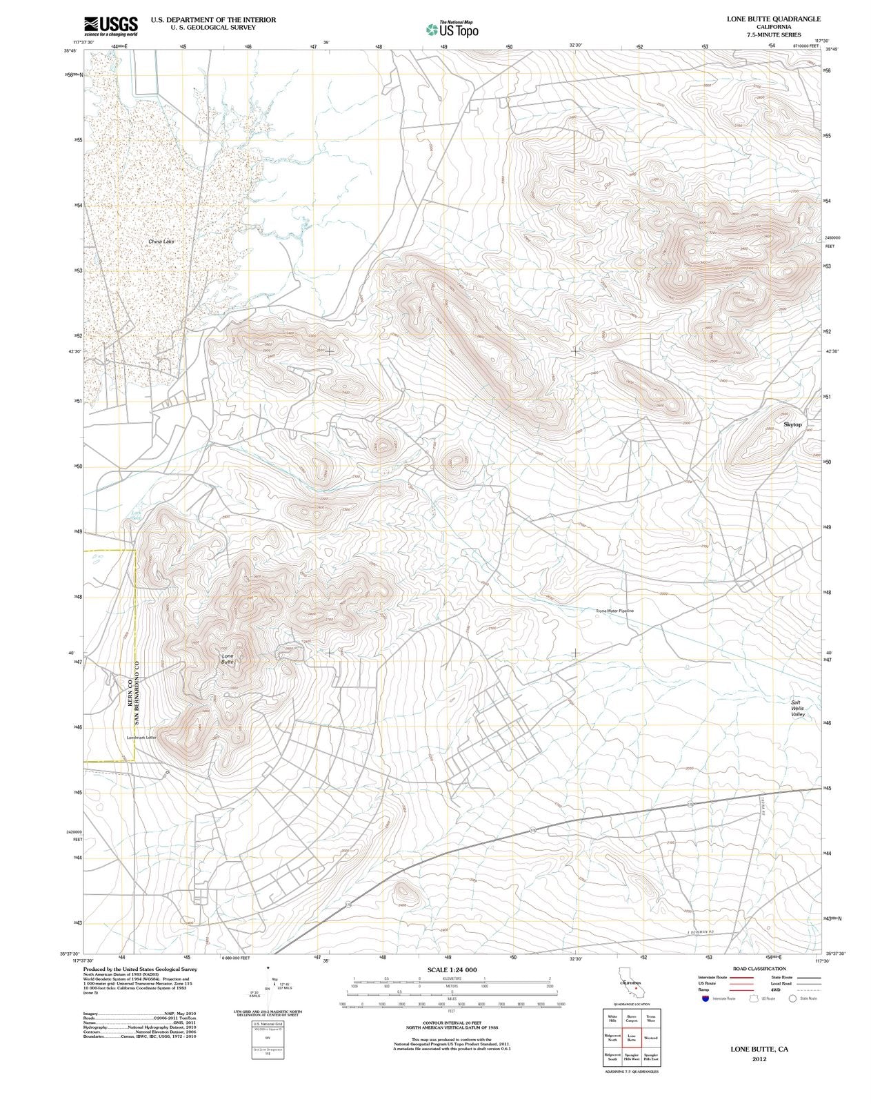 2012 Lone Butte, CA - California - USGS Topographic Map