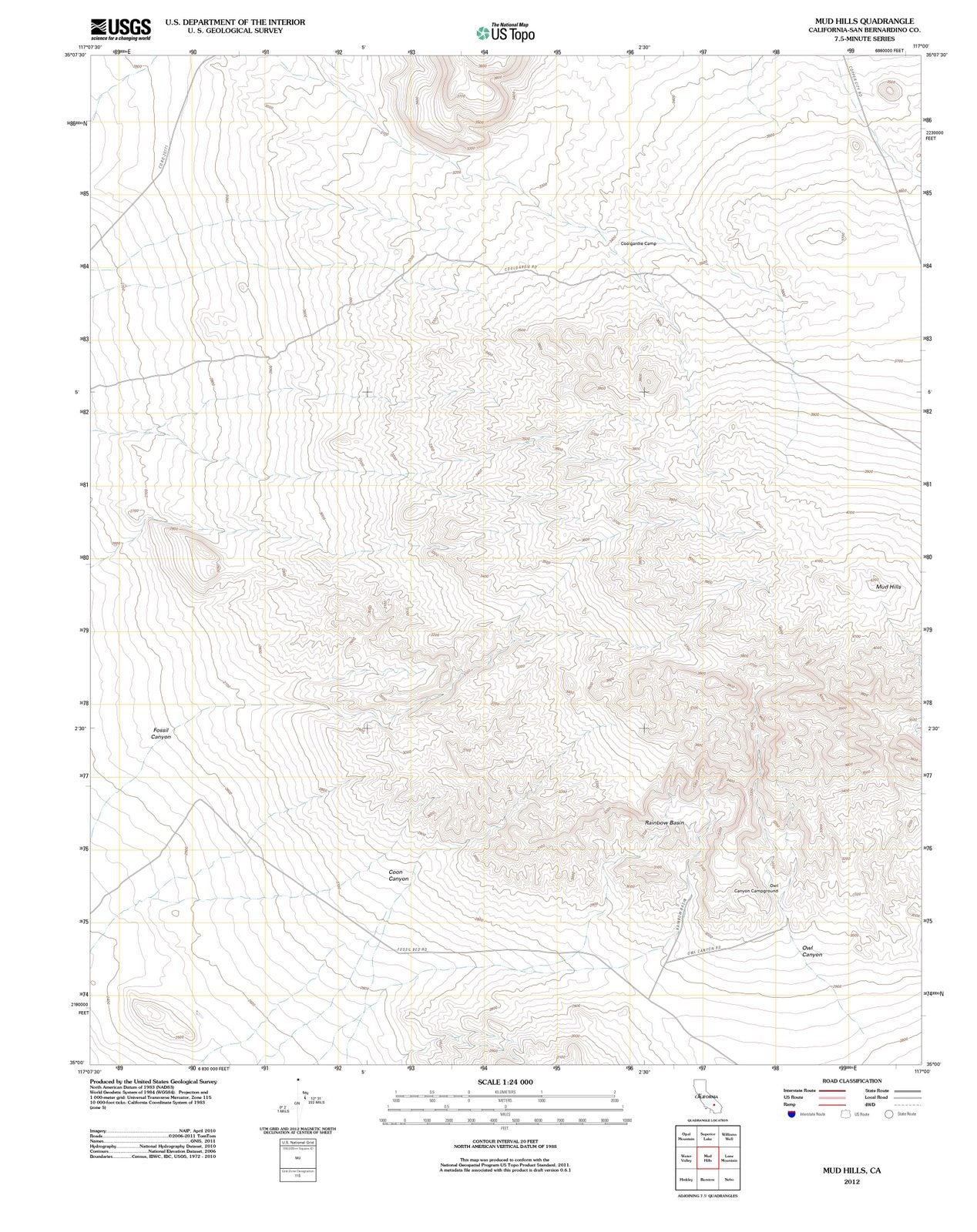 2012 Mud Hills, CA - California - USGS Topographic Map