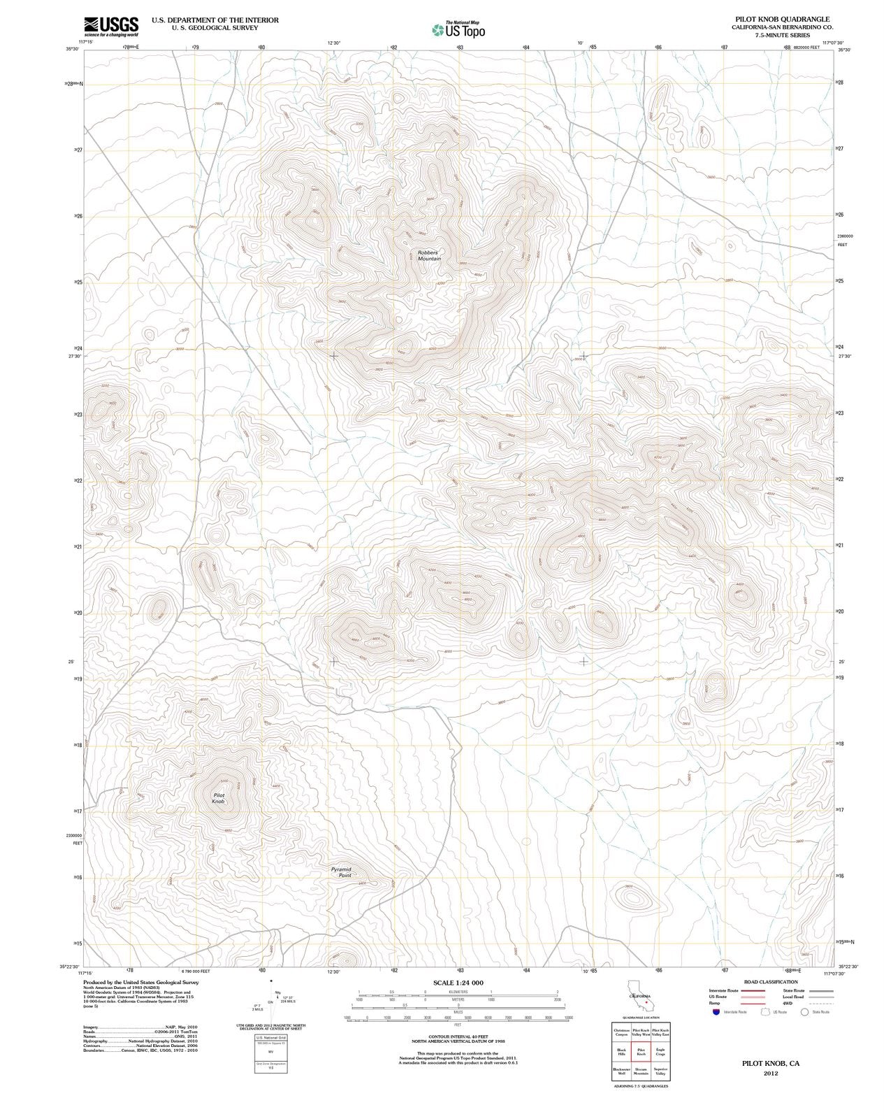 2012 Pilot Knob, CA California USGS Topographic Map Historic Pictoric
