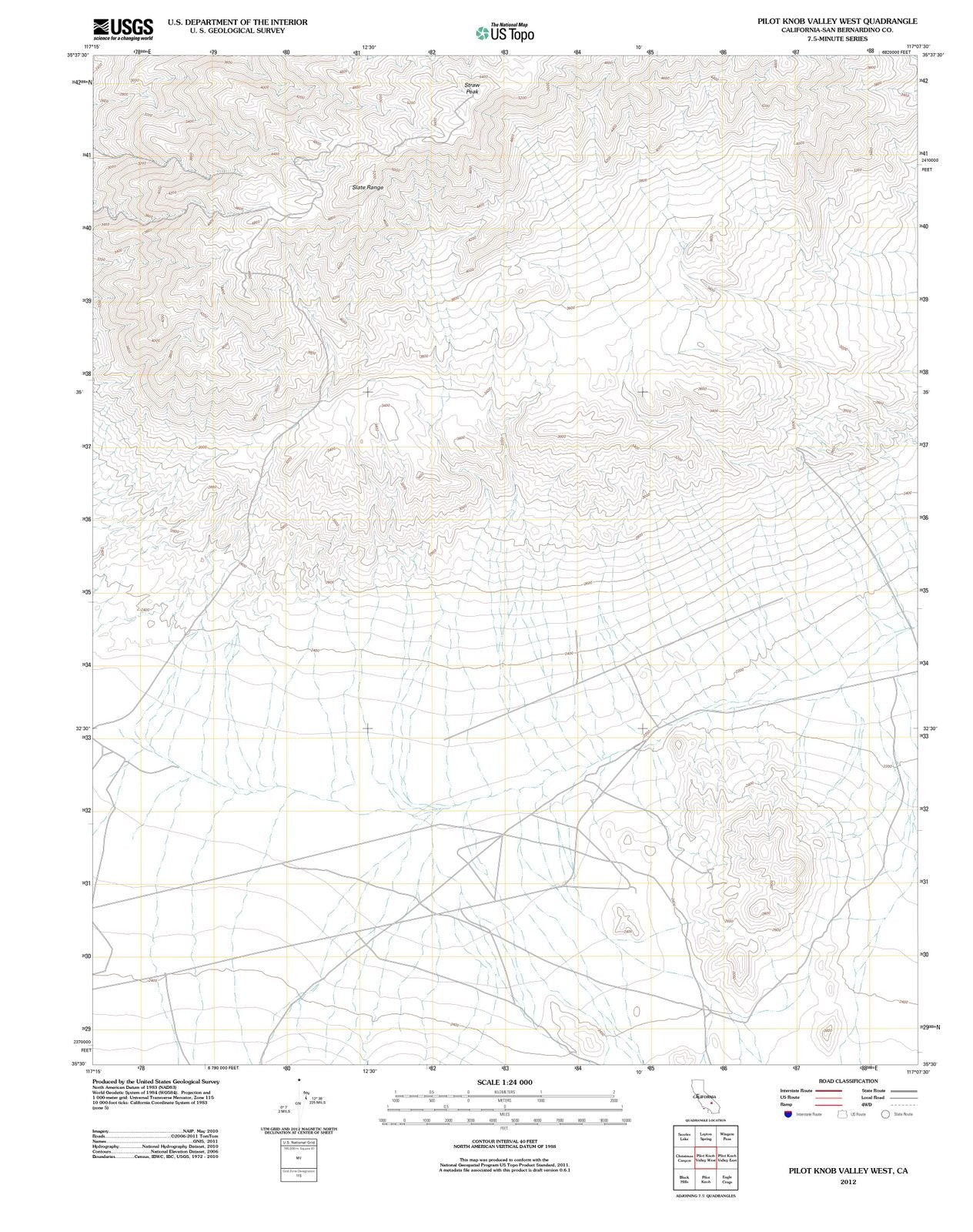 2012 Pilot Knob Valley West, CA - California - USGS Topographic Map