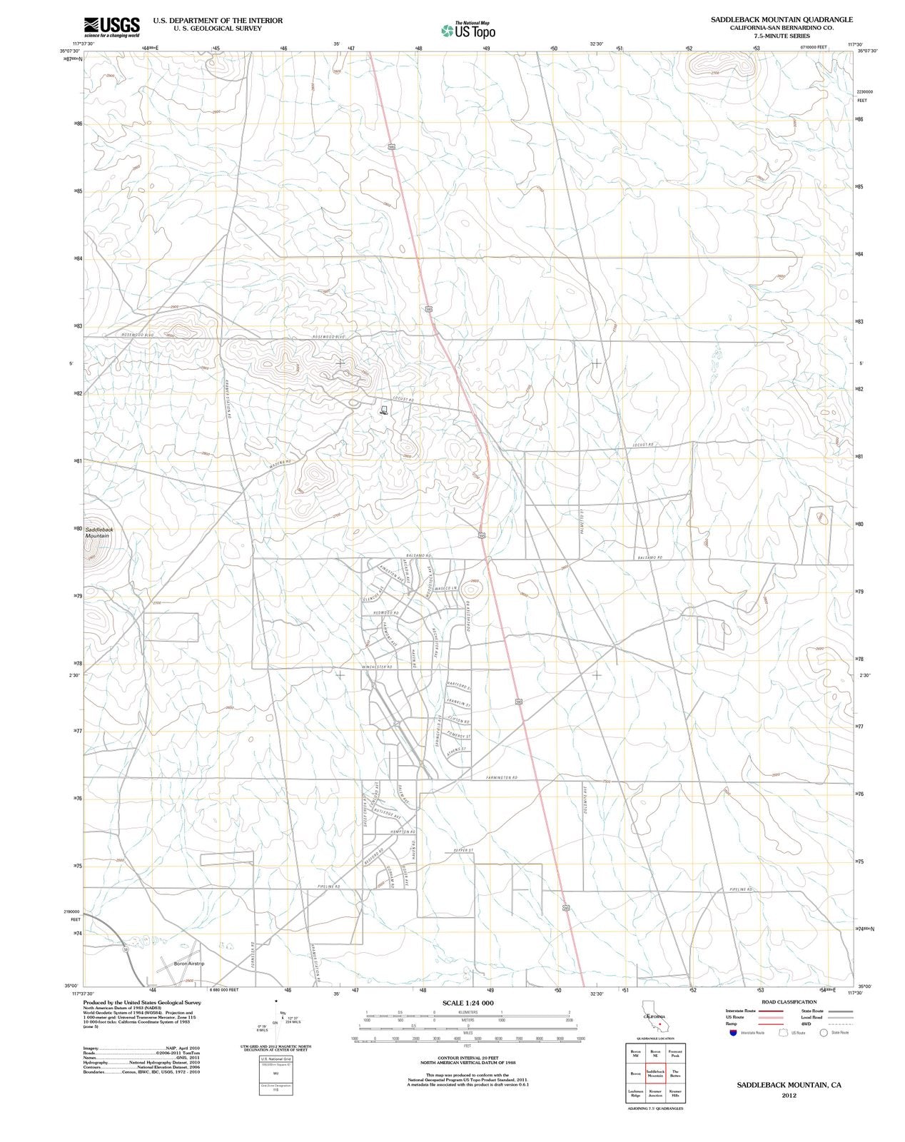 2012 Saddleback Mountain, CA - California - USGS Topographic Map