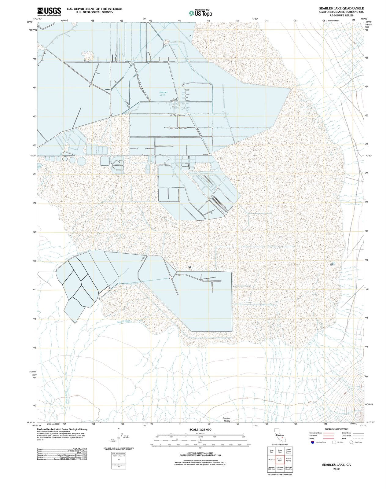 2012 Searles Lake, CA - California - USGS Topographic Map