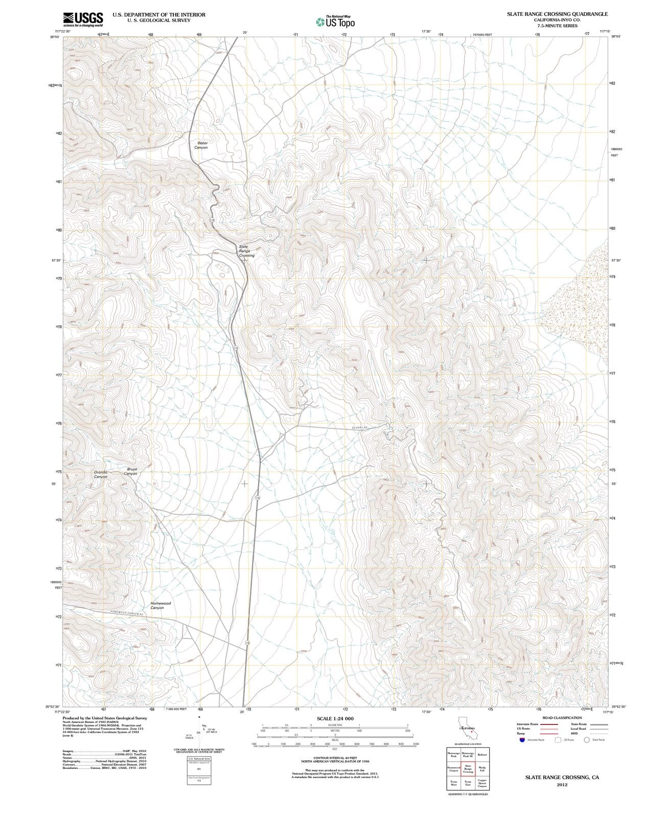 2012 Slate Range Crossing, CA - California - USGS Topographic Map