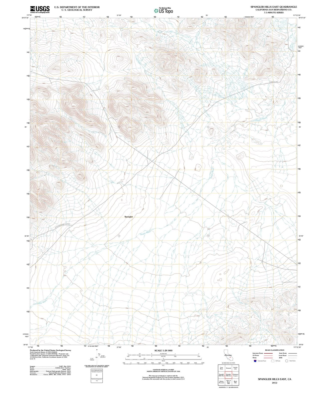 2012 Spangler Hills East, CA - California - USGS Topographic Map