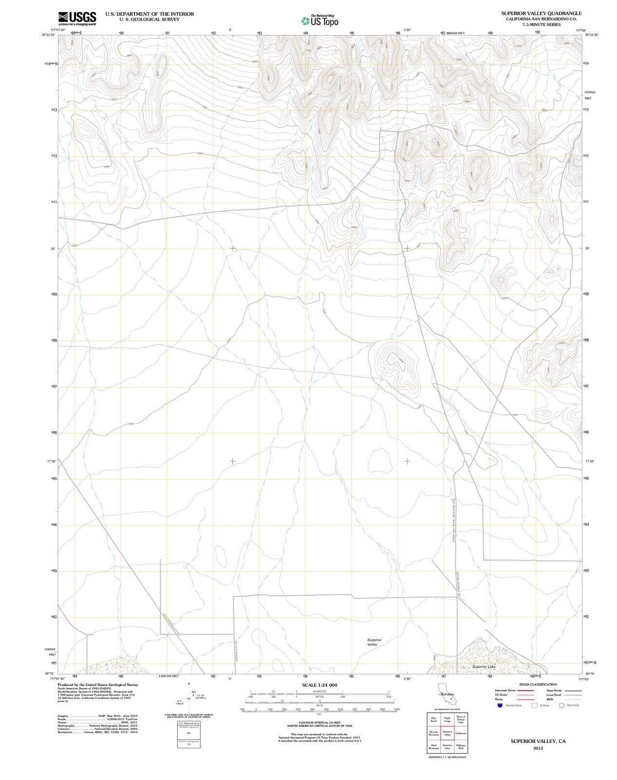 2012 Superior Valley, CA - California - USGS Topographic Map