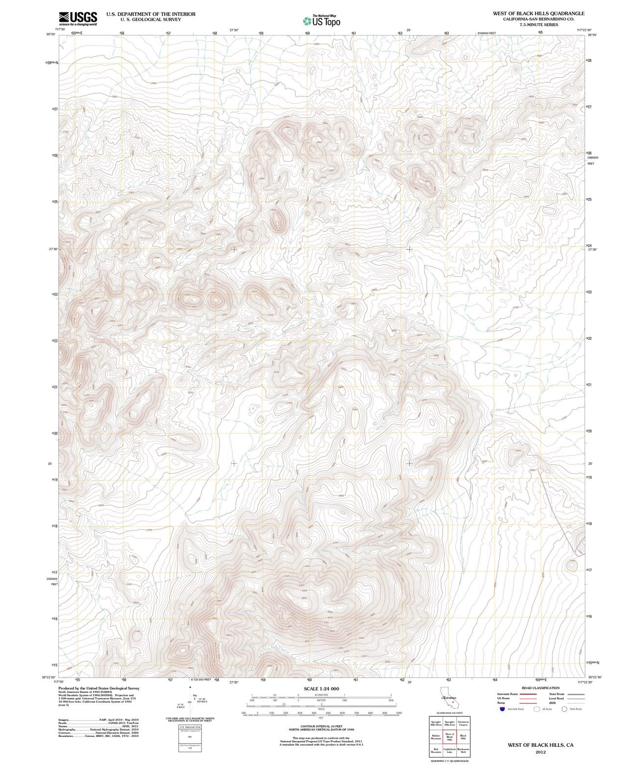 2012 West of Black Hills, CA - California - USGS Topographic Map