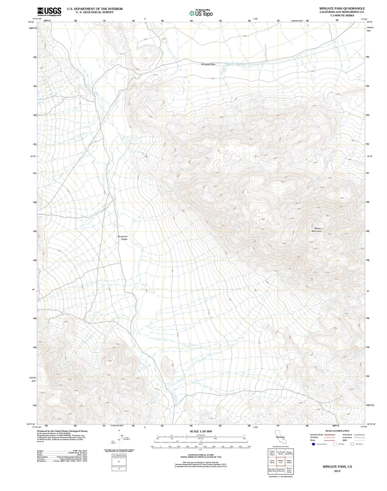 2012 Wingate Pass, CA - California - USGS Topographic Map