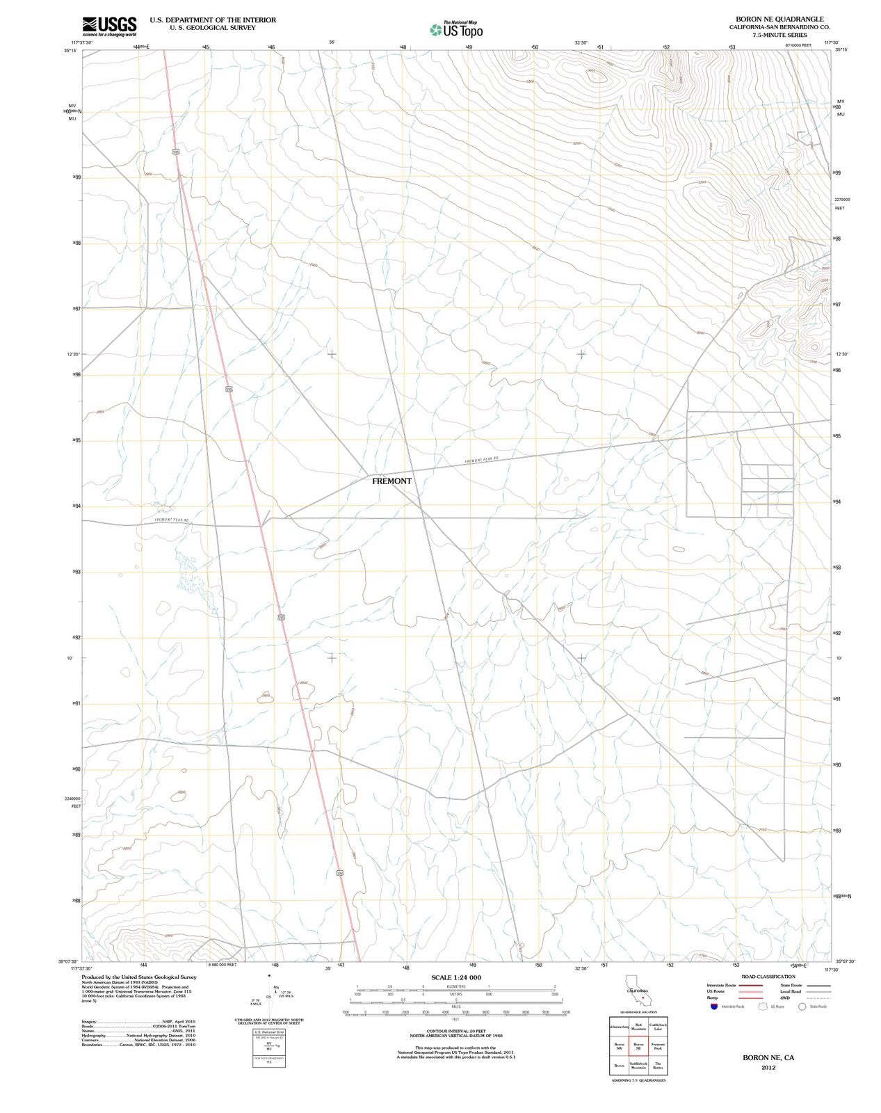 2012 Boron, CA - California - USGS Topographic Map
