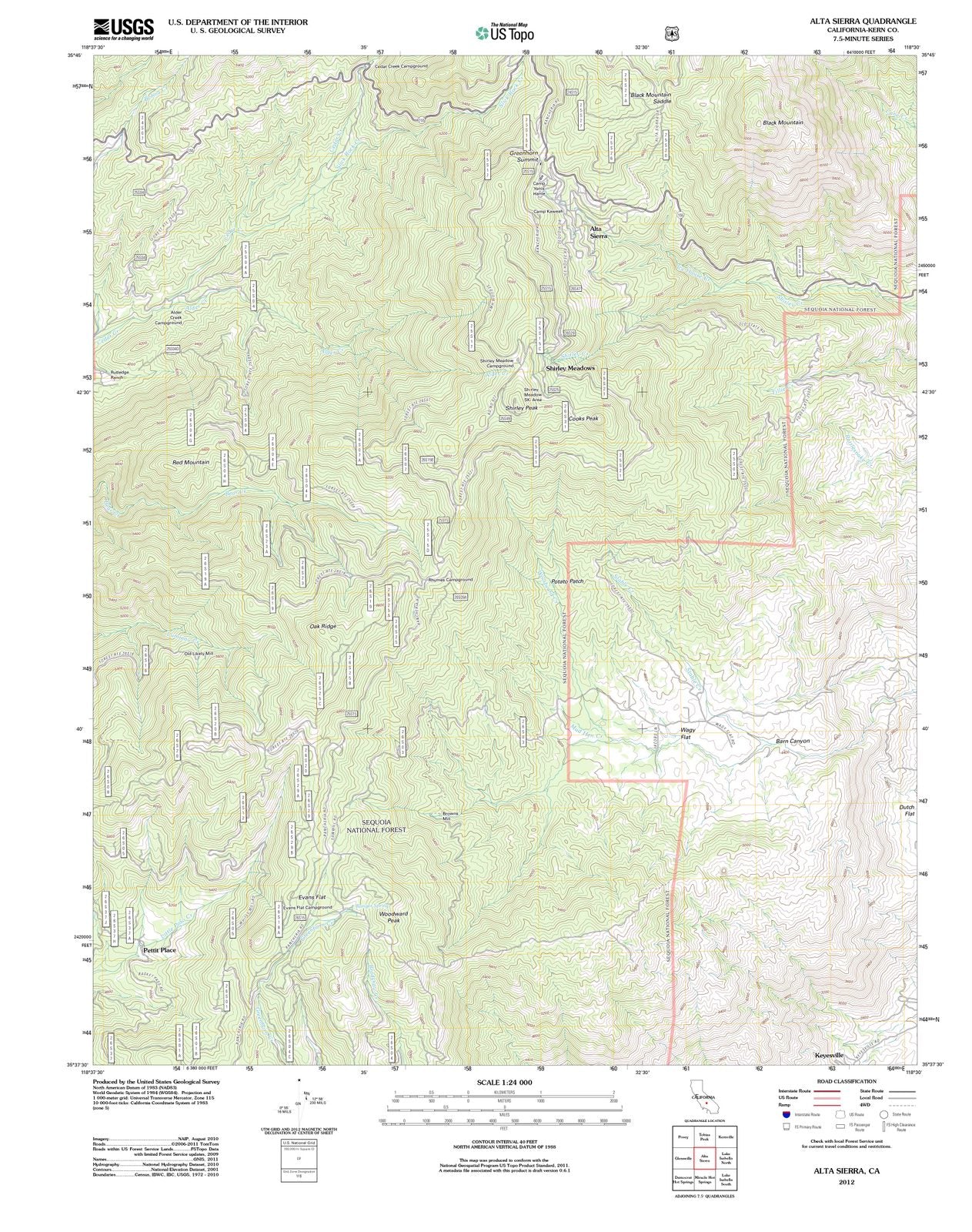 2012 Alta Sierra, CA - California - USGS Topographic Map