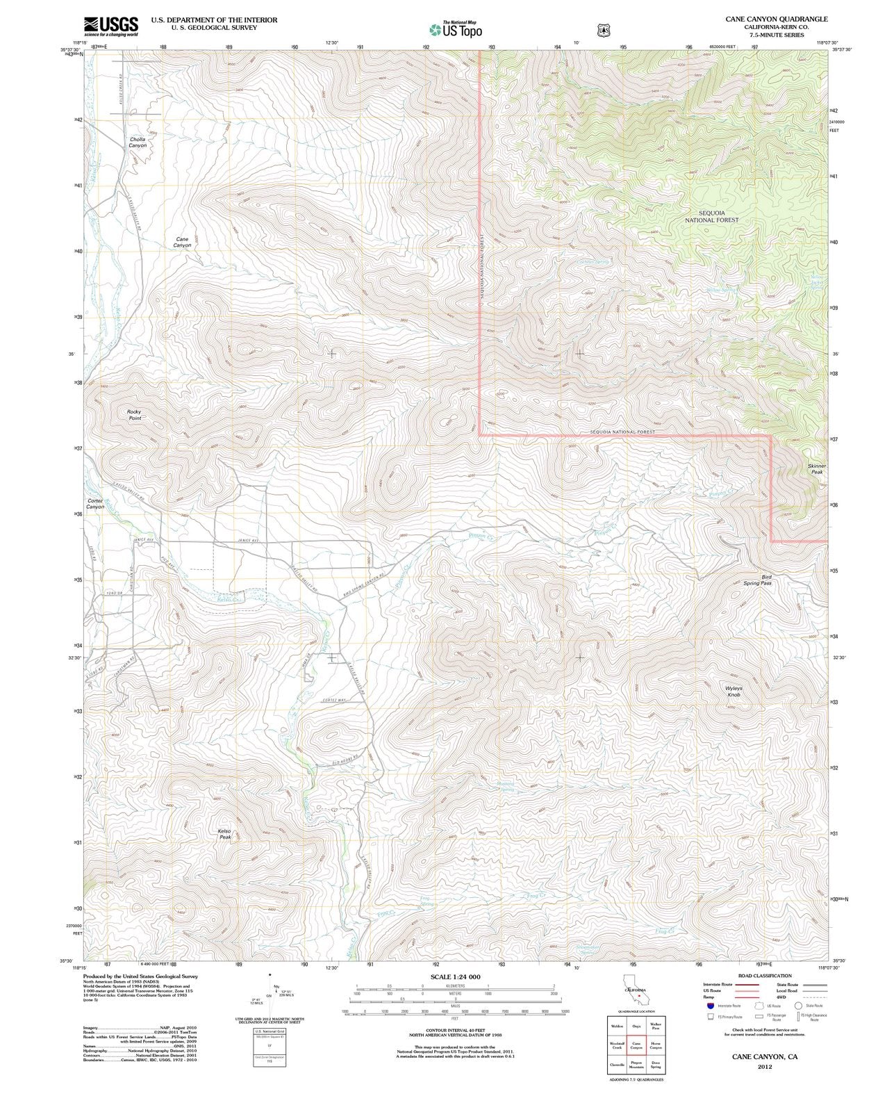 2012 Cane Canyon, CA - California - USGS Topographic Map