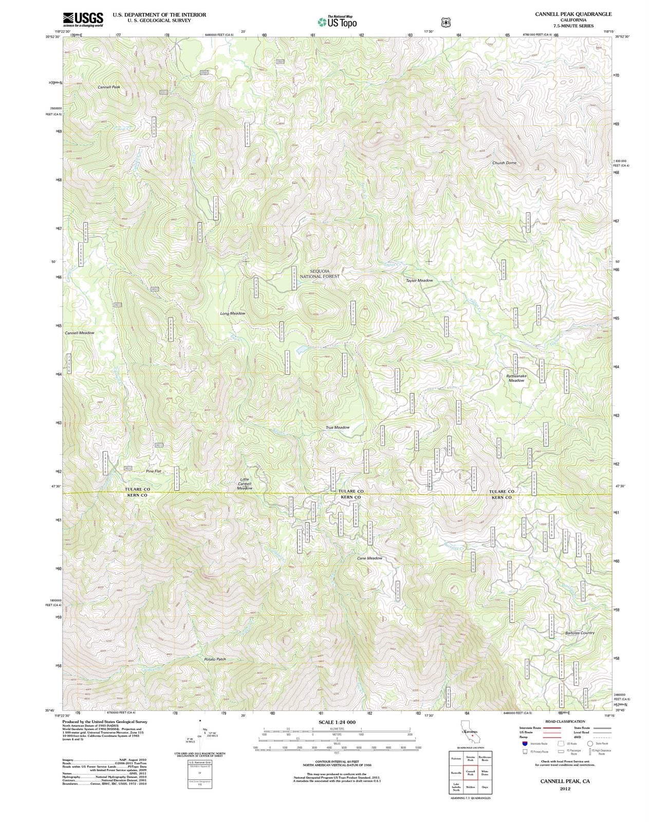 2012 Cannell Peak, CA - California - USGS Topographic Map