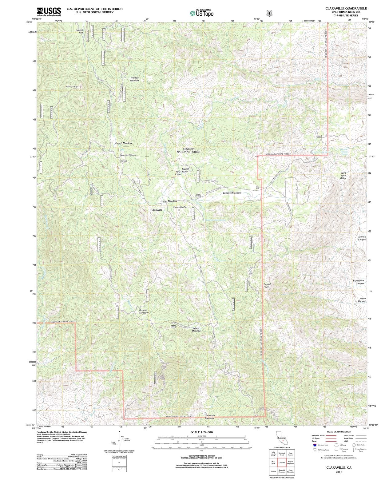 2012 Claraville, CA - California - USGS Topographic Map