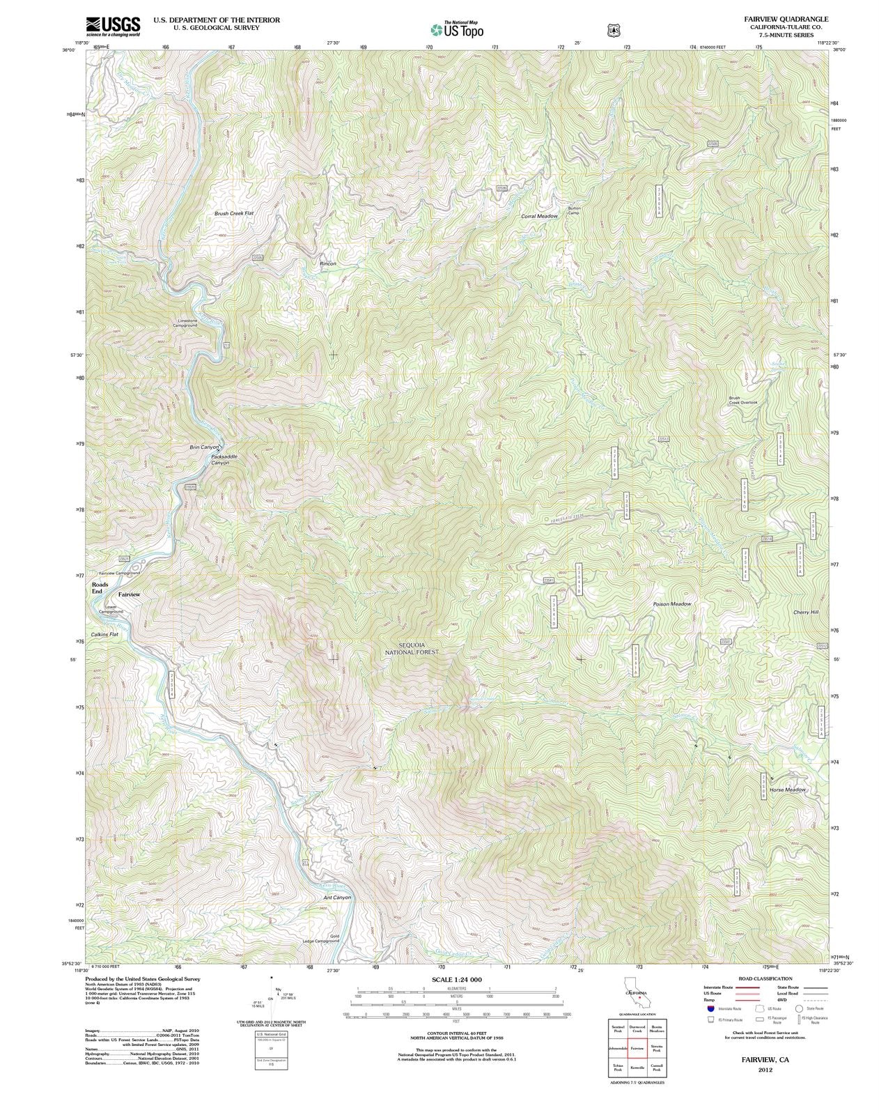 2012 Fairview, CA - California - USGS Topographic Map