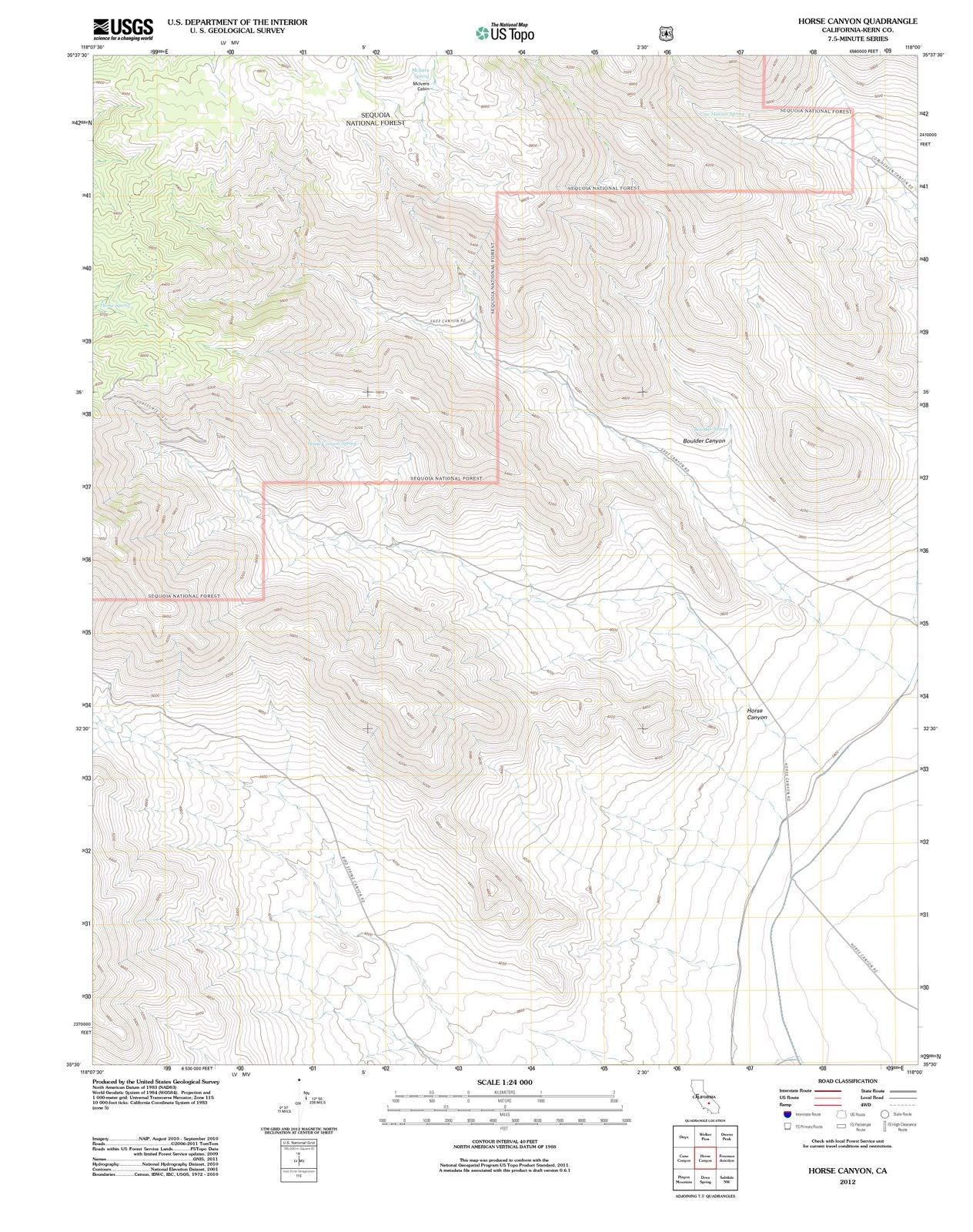 2012 Horse Canyon, CA - California - USGS Topographic Map