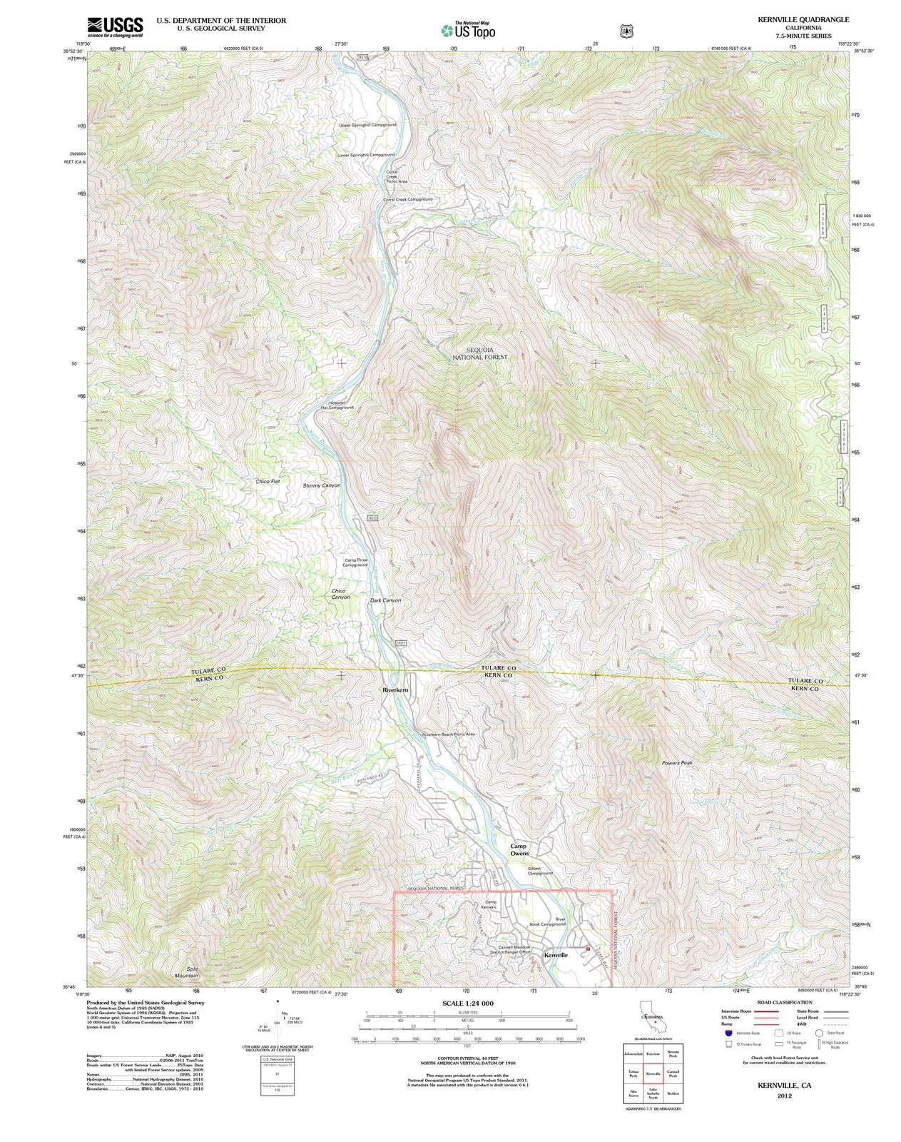 2012 Kernville, CA - California - USGS Topographic Map