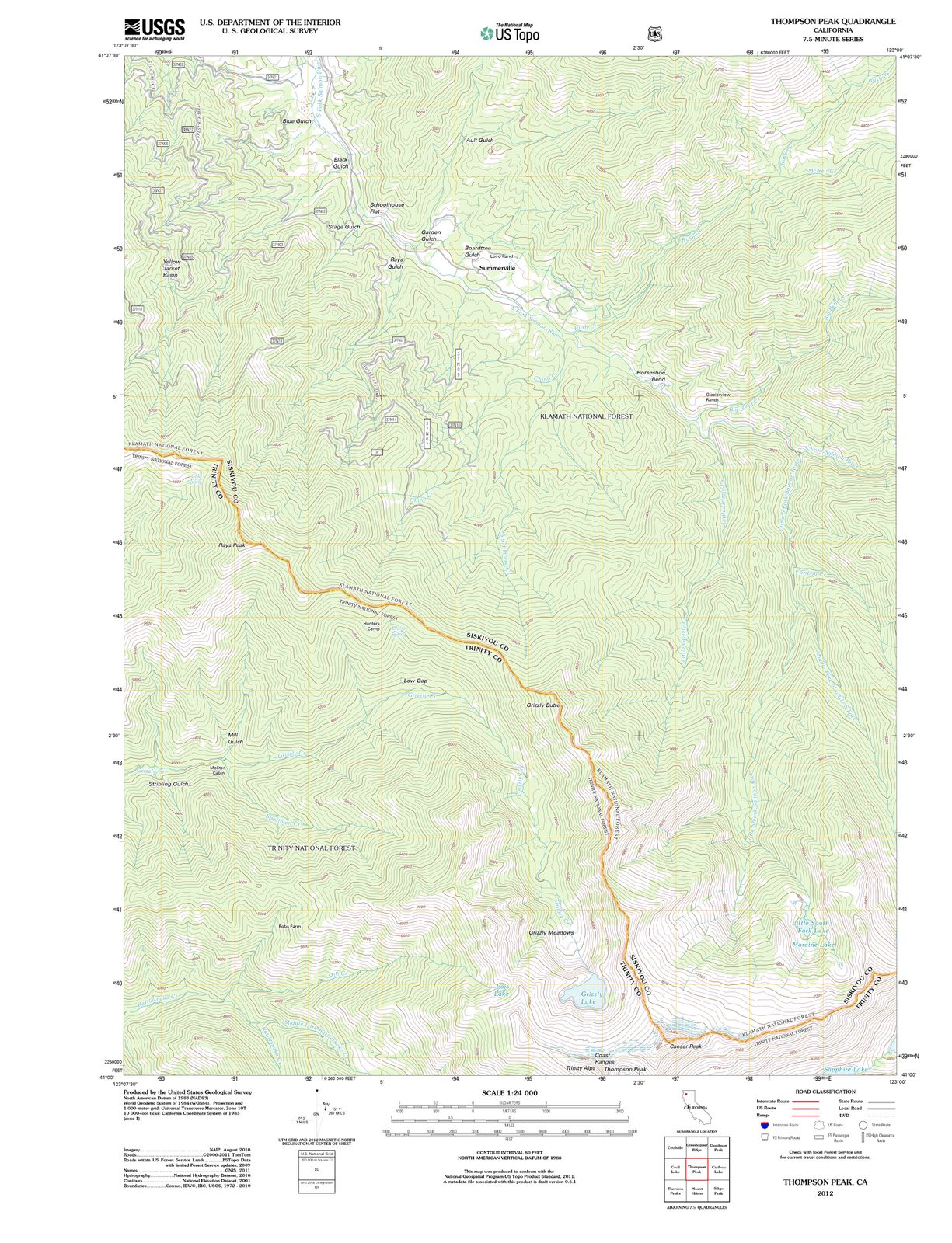 2012 Thompson Peak, CA - California - USGS Topographic Map