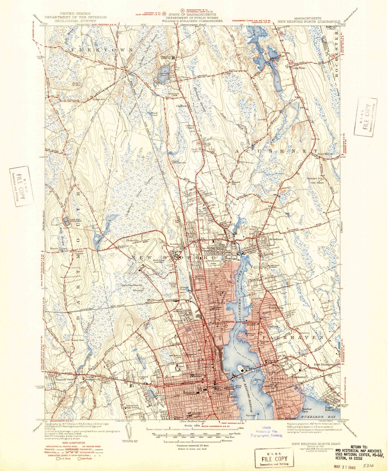 1941 New Bedford, MA - Massachusetts - USGS Topographic Map