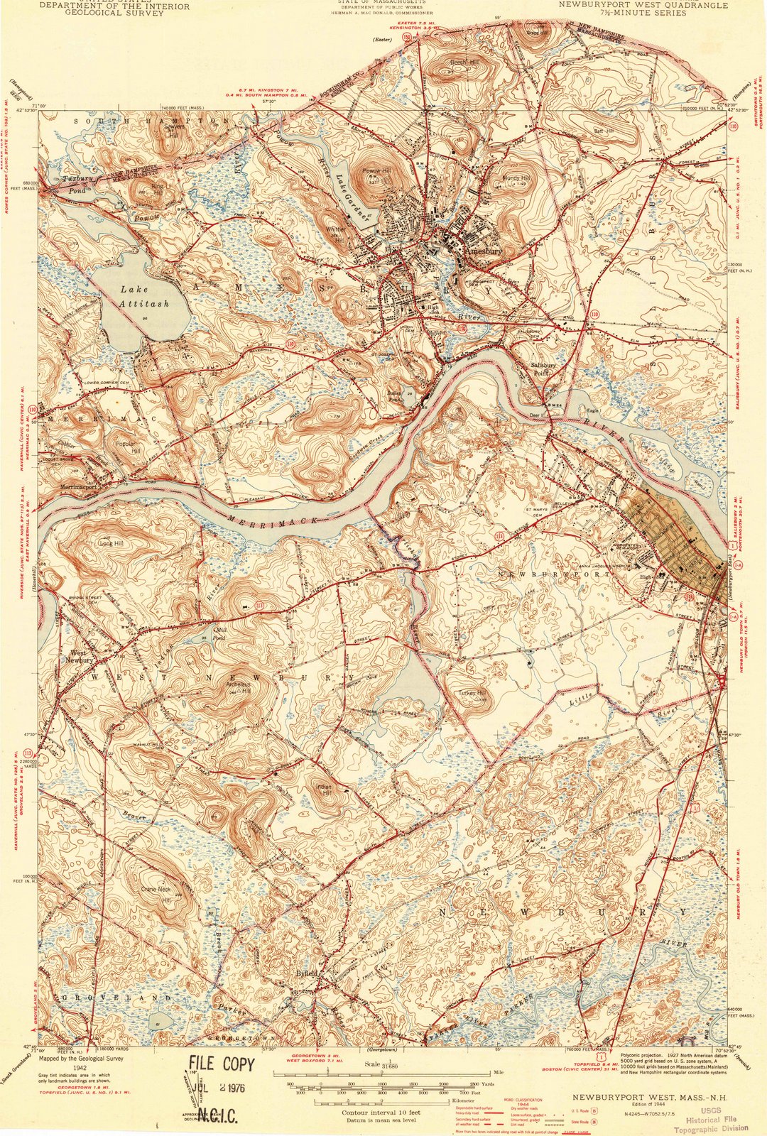 1944 Newburyport West, MA - Massachusetts - USGS Topographic Map