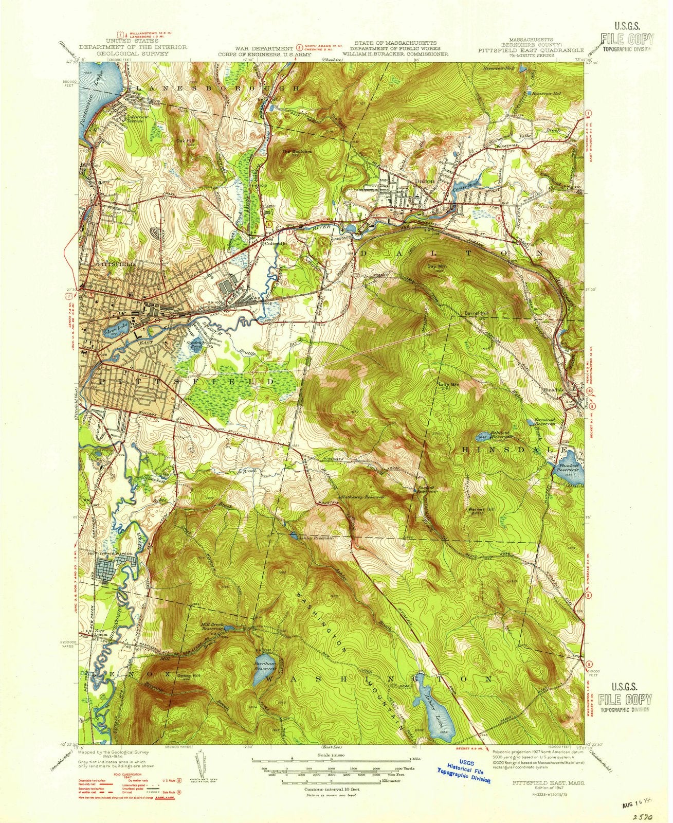 1947 Pittsfield, MA - Massachusetts - USGS Topographic Map