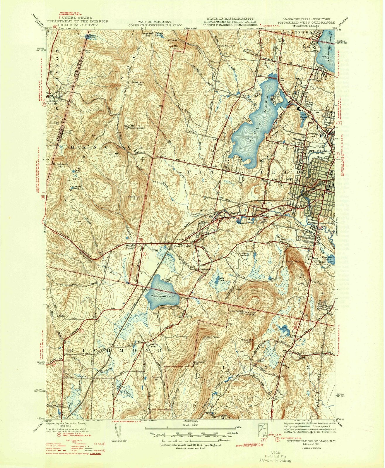 1947 Pittsfield, MA - Massachusetts - USGS Topographic Map v2