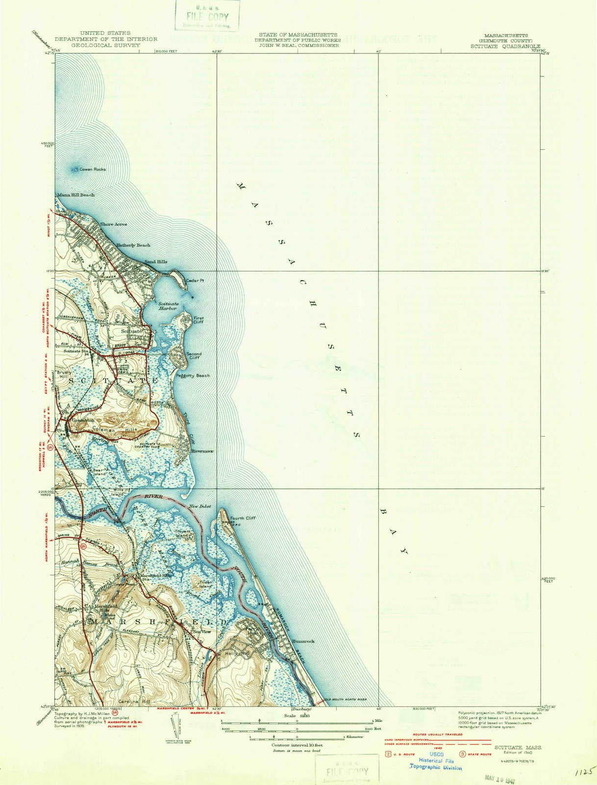 1940 Scituate, MA - Massachusetts - USGS Topographic Map