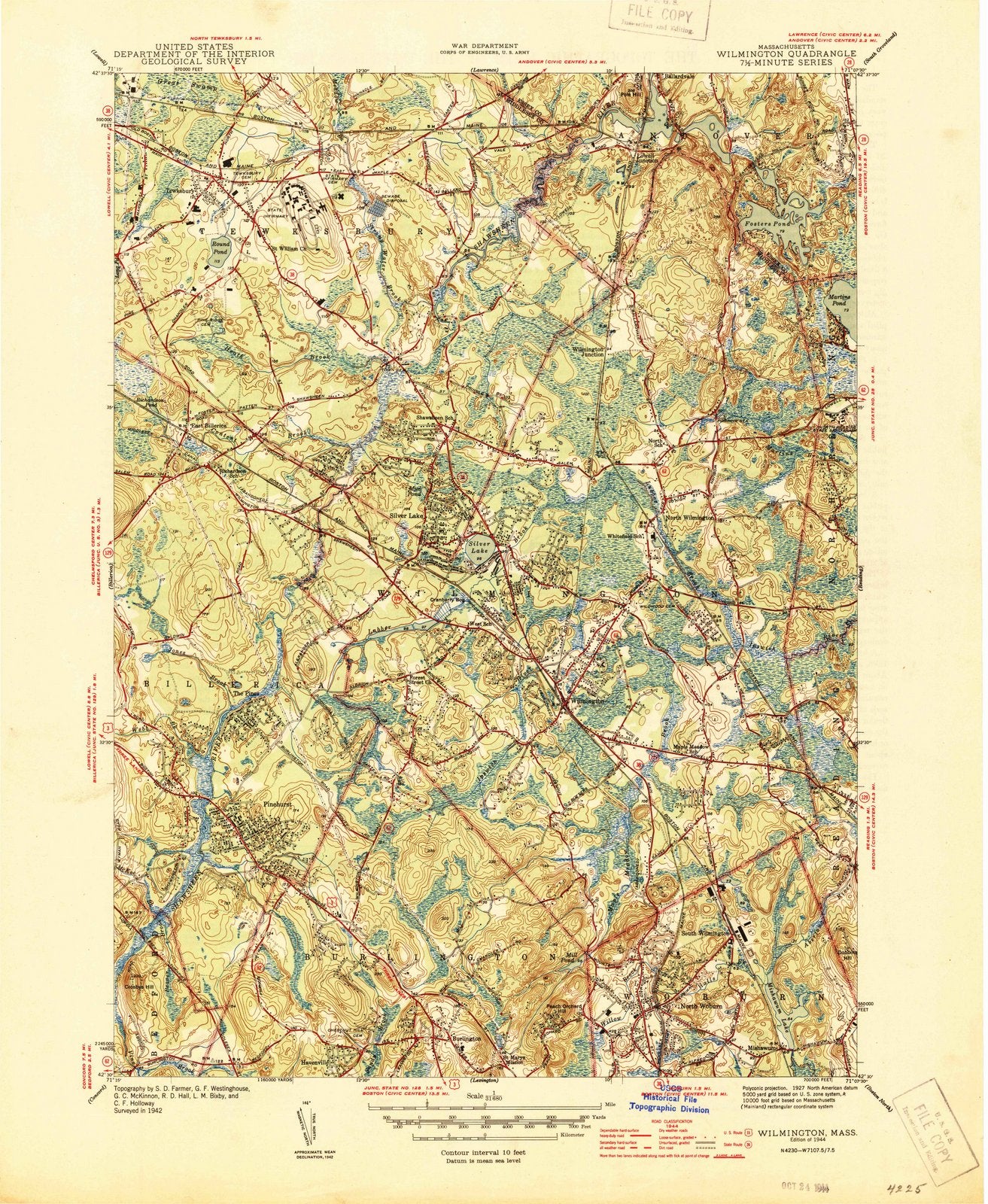 1944 Wilmington, MA - Massachusetts - USGS Topographic Map