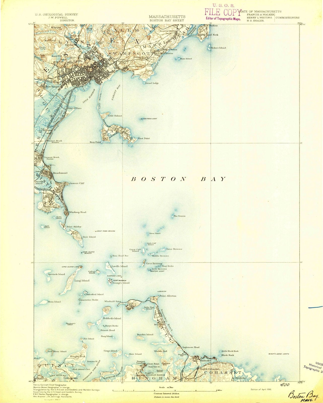 1892 Boston, MA - Massachusetts - USGS Topographic Map
