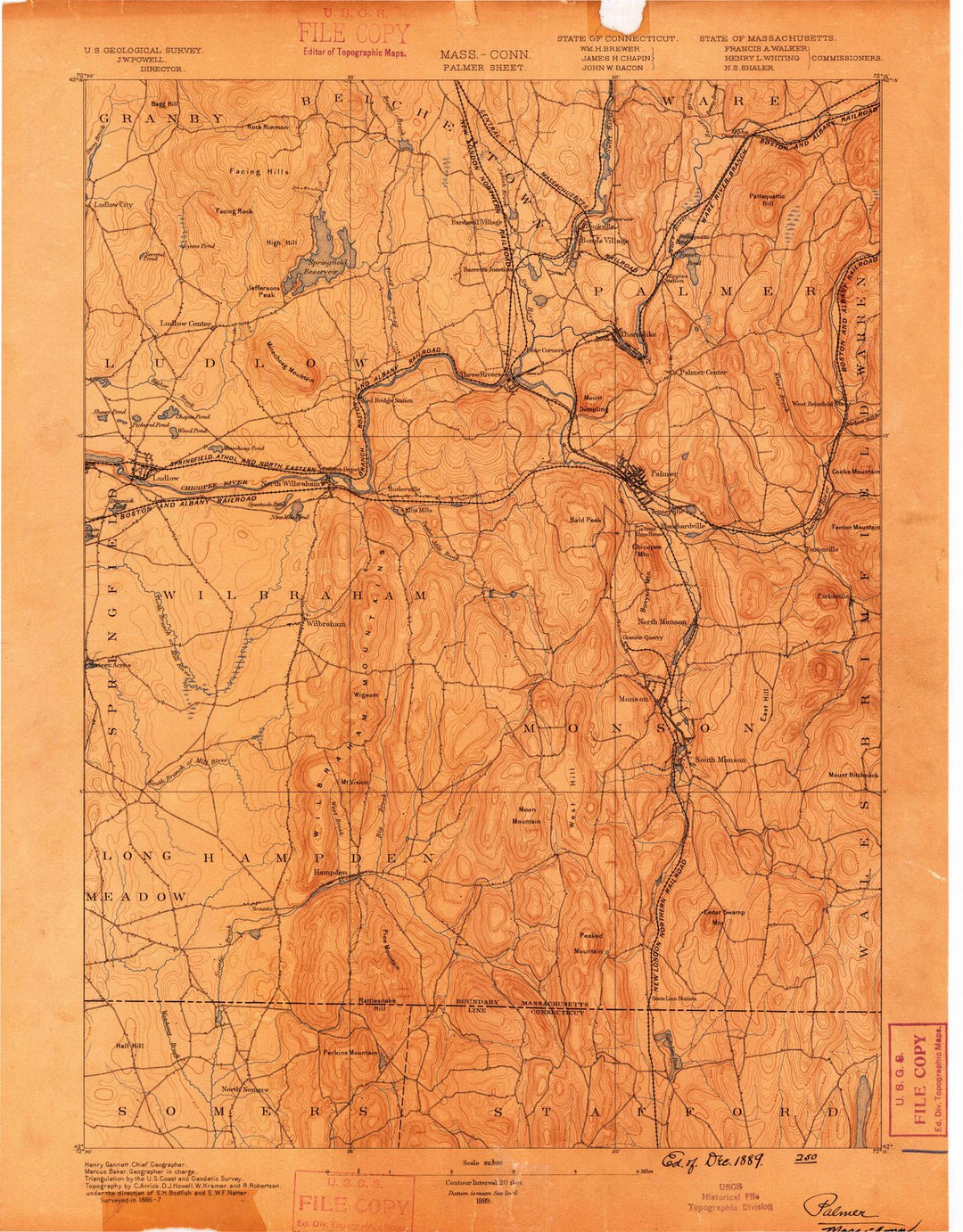 1889 Palmer, MA - Massachusetts - USGS Topographic Map