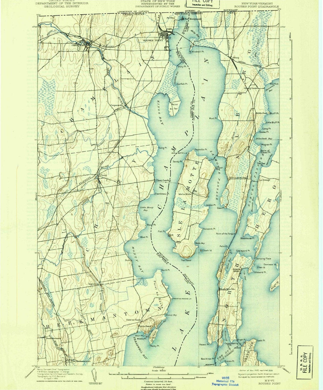 1907 Rouses Point, NY - New York - USGS Topographic Map