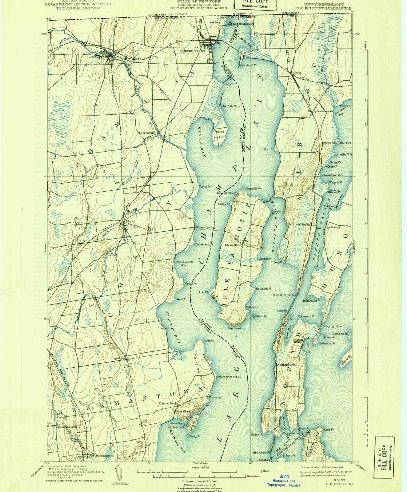 1907 Rouses Point, NY - New York - USGS Topographic Map