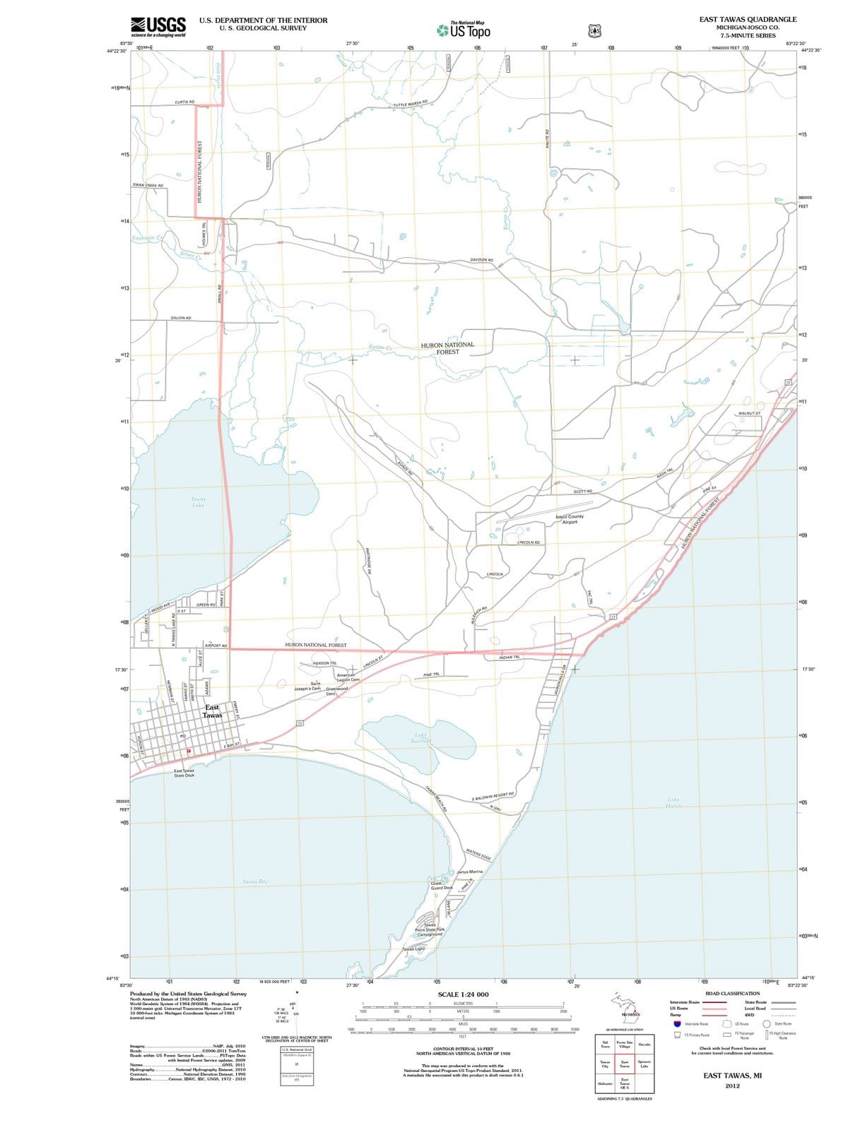 2012 East Tawas, MI - Michigan - USGS Topographic Map