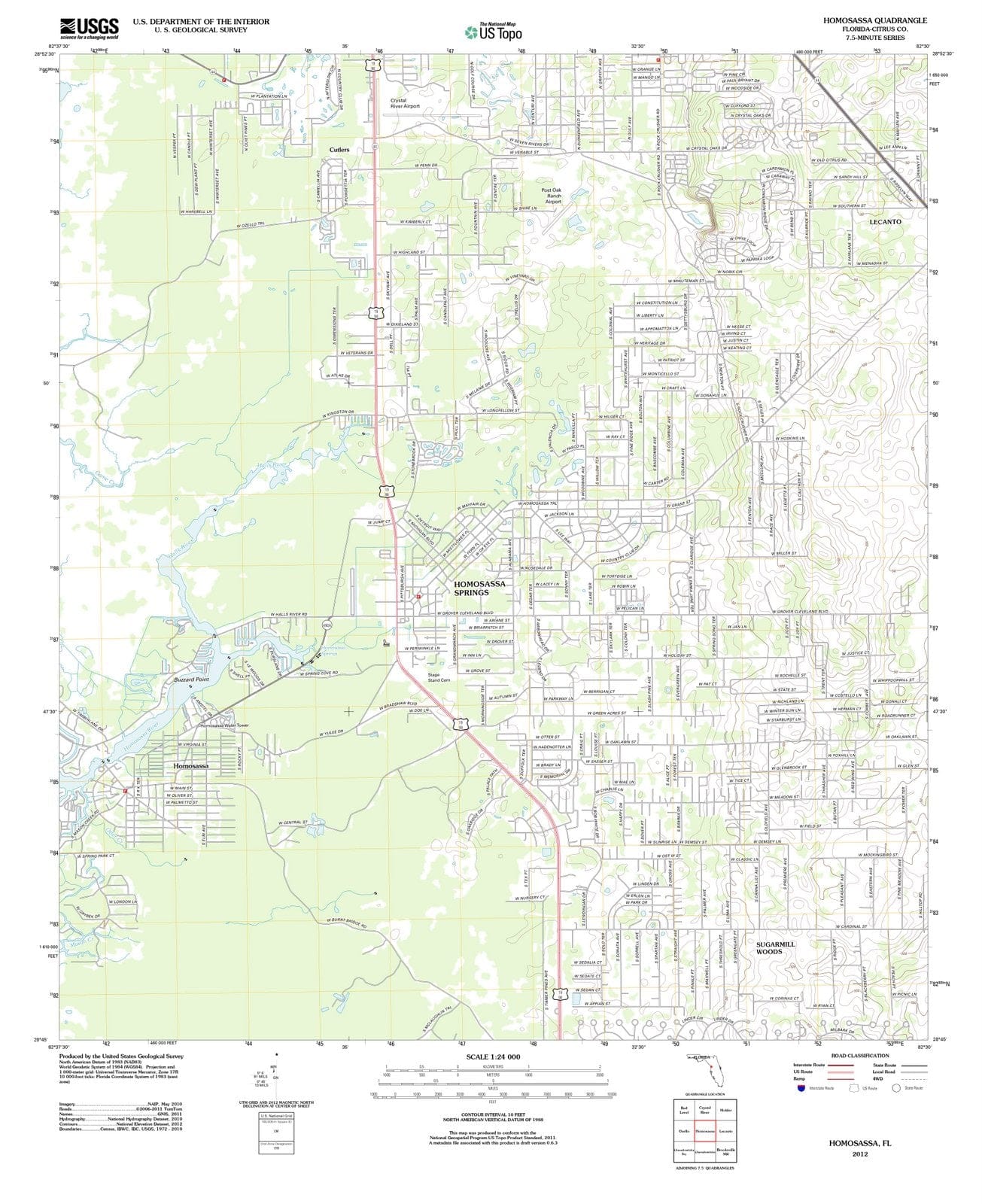 2012 Homosassa, FL - Florida - USGS Topographic Map – Historic Pictoric