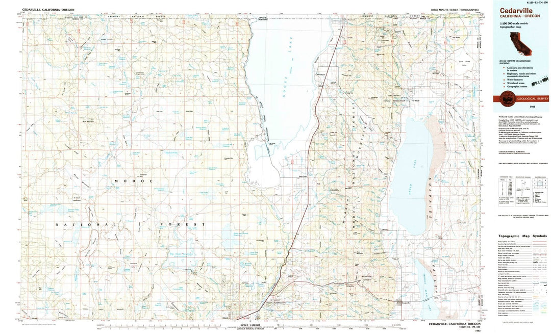 1983 Cedarville, CA - California - USGS Topographic Map