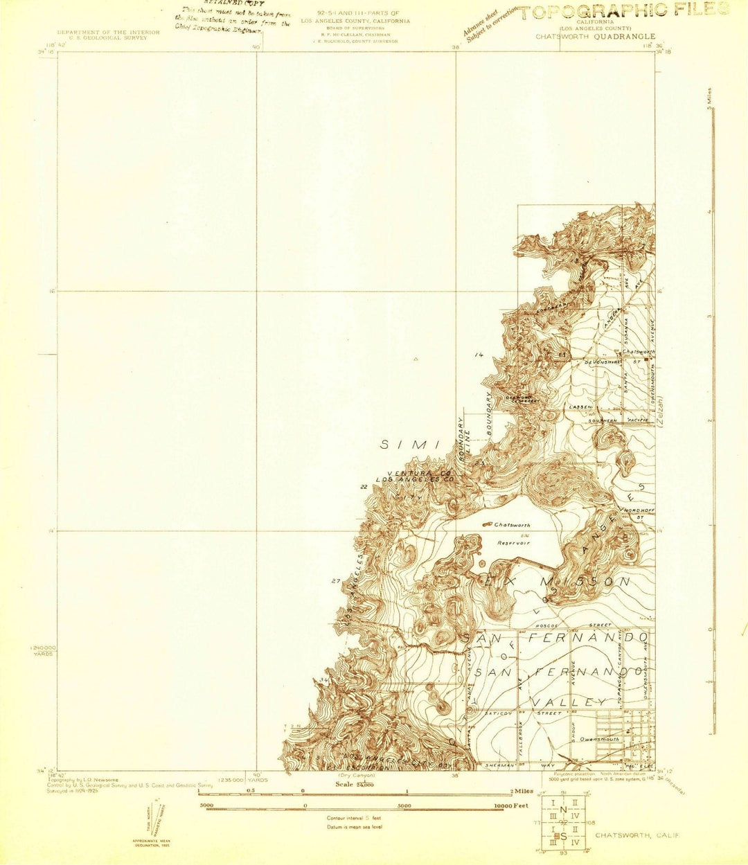 1925 Chatsworth, CA - California - USGS Topographic Map