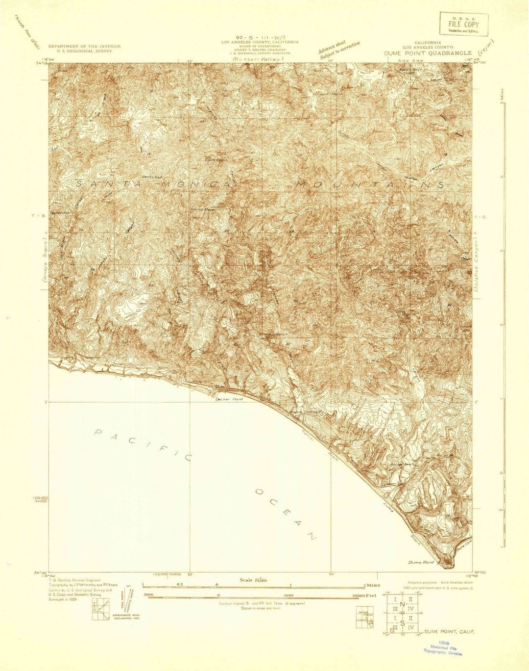 1929 Dume Point, CA - California - USGS Topographic Map