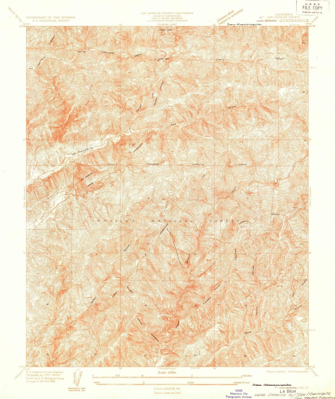 1932 La Brun, CA - California - USGS Topographic Map
