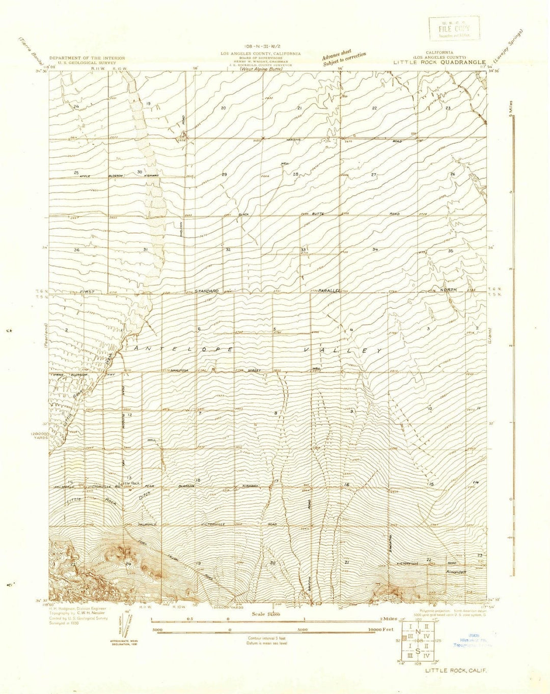 1930 Little Rock, CA - California - USGS Topographic Map